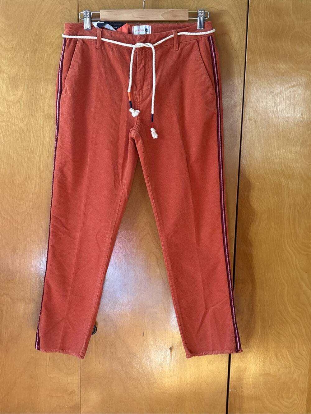 Sundry Anthropologie Women's Orange Corduroy Pants Size 28 Cords Minimal Stretch